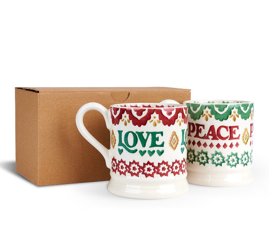 Christmas Joy Set Of 2 1/2 Pint Mugs Boxed (Gift Boxed)