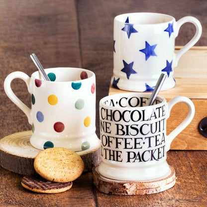 Black Toast All Over Writing 1/2 Pint Mug-Emma Bridgewater Pottery-Joanne Hudson Basics