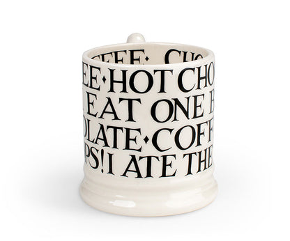 Black Toast All Over Writing 1/2 Pint Mug-Emma Bridgewater-Emma Bridgewater Pottery-USA