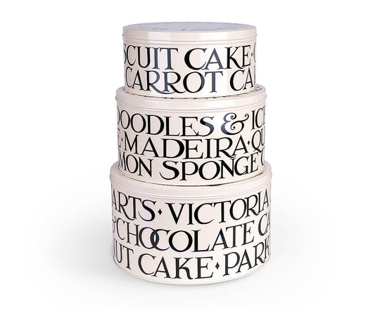 Black Toast A/O Set of 3 Round Cake Tins-Emma Bridgewater-Emma Bridgewater Pottery-USA