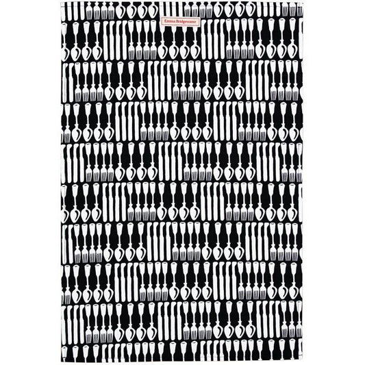 Black Toast/Knives & Forks Tea Towel-Elite Gift Boxes-Joanne Hudson Basics