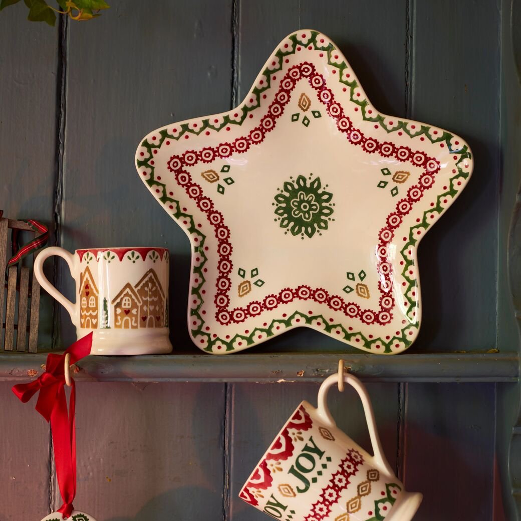 Christmas Joy Medium Star Plate-Emma Bridgewater Pottery-Joanne Hudson Basics