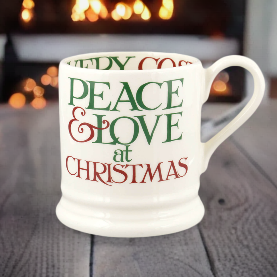 Christmas Toast Peace & Love 1/2 Pint Mug-Emma Bridgewater Pottery-Joanne Hudson Basics