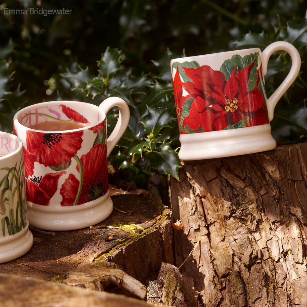 Poinsettia 1/2 Pint Mug-Emma Bridgewater Pottery-Joanne Hudson Basics