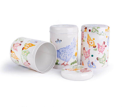 Polka Spring Chickens Set of 3 Round Tin Caddies-Elite-Joanne Hudson Basics