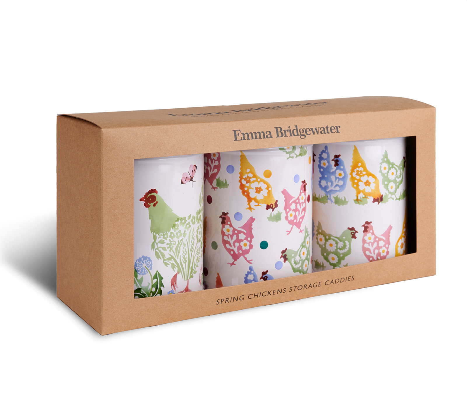 Polka Spring Chickens Set of 3 Round Tin Caddies-Elite-Joanne Hudson Basics