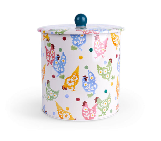 Polka Spring Chickens Tin Biscuit Barrel-Elite Tins-Joanne Hudson Basics