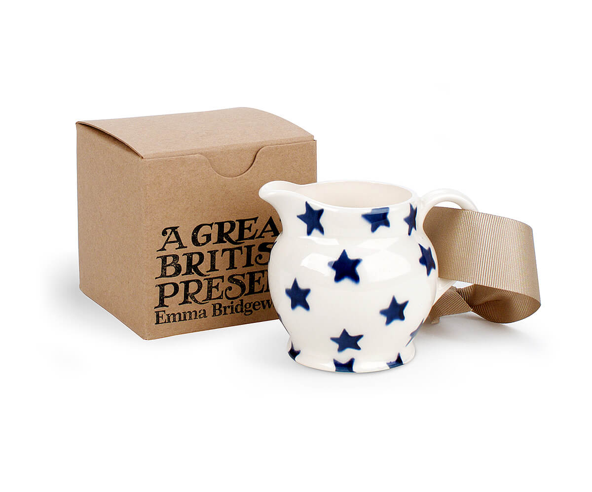 Blue Stars Tiny Jug Tree Decoration (Gift Boxed)-Emma Bridgewater-Emma Bridgewater Pottery-USA