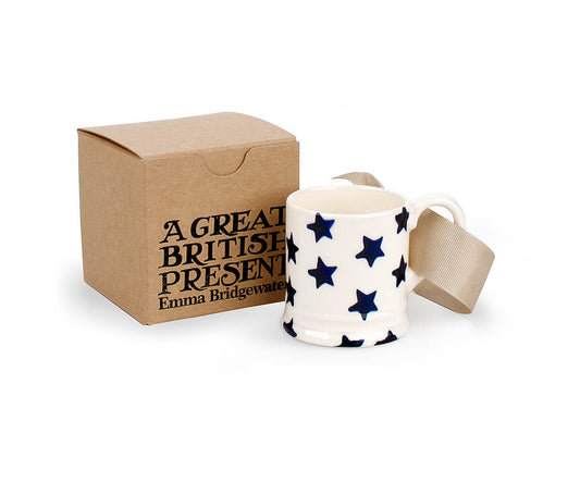 Blue Stars Tiny Mug Tree Decoration (Gift Boxed)-Emma Bridgewater-Emma Bridgewater Pottery-USA