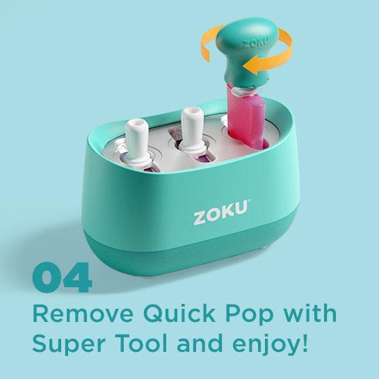  ZOKU New Triple Quick Pop Maker, Create 3 Popsicles in Minutes,  Includes Super Tool, 6 Sticks and Drip Guards, 2 Pour Cups, and Character  Kit, Blue: Home & Kitchen