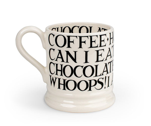 Emma Bridgewater Black Toast All Over Writing 1/2 Pint Mug